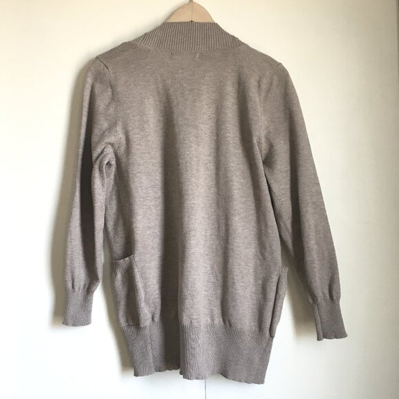 NWOT Active USA Beige Knit Long Sleeve Ribbed Banded Cardigan - Picture 3 of 16